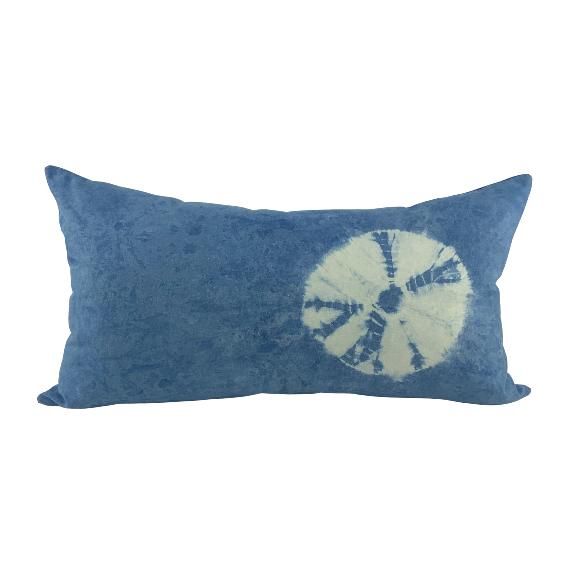 Shibori Indigo Linen Lumbar Cushion Cover OOAK Sarah Smile