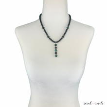 Load image into Gallery viewer, Black Onyx + Green Tiger Eye Beaded Necklace
