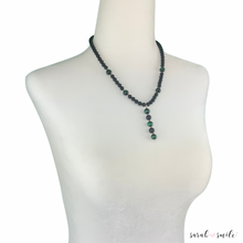 Load image into Gallery viewer, Black Onyx + Green Tiger Eye Beaded Necklace
